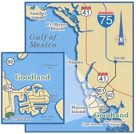 Map of Goodland, Florida - Fins-N-Grins Charter Fishing